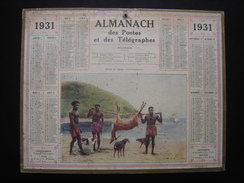 Rare Calendrier PTT Almanach Postes 1931 RETOUR DE CHASSE NOUVELLE CALEDONIE Convient Pour 2026 - Grand Format : ...-1900