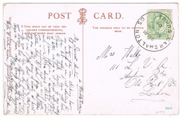 RB 1170 -  1907 Worcester Postcard - Superb Carshalton S.O. / Surrey Skeleton Postmark - Briefe U. Dokumente