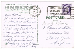 RB 1171 - 1963 Bermuda Postcard - Royal Canada Ordnance Corps Diamond Jubilee Slogan - Covers & Documents