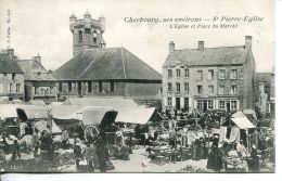 N°58030 -cpa St Pierre Eglise -place Du Marché-  RR- - Saint Pierre Eglise