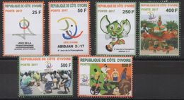 Côte D'Ivoire Ivory Coast 2017 8èmes Jeux De La Francophonie Sport Football Musique Soccer 6 Val. - Muziek
