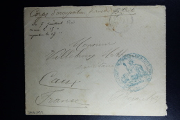 France : Corps D'occupation Francais En Crete 1903 A Caux Herault = Rr Avec Lettre Originale, Sans FM - Brieven En Documenten