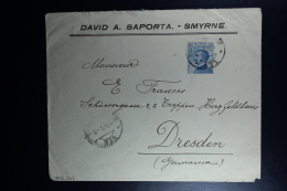 Italy : Company Cover 1921 Smirne To Dresden Germany - Oficinas Europeas Y Asiáticas