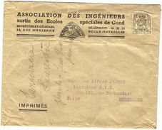 Belgique - 1942 - 10 C Sur Lettre  Association Des Ingénieurs Sortis Des écoles Spéciales De Gand - Gent - - Sobreimpresos 1936-51 (Sello Pequeno)