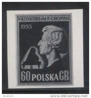 POLAND 1954 CHOPIN PIANO COMPETITION BLACK PRINT NHM Music Composers France - Essais & Réimpressions