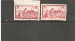 FRANCE  VARIETE DE COULEUR  N° 290  DE 1933 NEUF **  AVEC TIMBRE DE COMPARESON - Unused Stamps