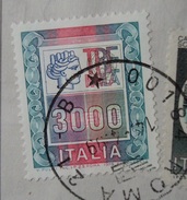 ROMA 1999 14 Apr BOLLETTINO PACCHI POSTALI - ALTI VALORI 3000 Eccezionale Estensione Del Rosso Fascia + CASTELLI 600 - Varietà E Curiosità