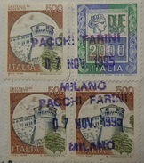 MILANO 1995 7 Nov BOLLETTINO PACCHI POSTALI - ALTI VALORI 2000 + CASTELLI 500 Lire - Marrone Sommità Castello I 3 Valori - Varietà E Curiosità