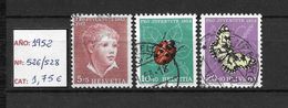 LOTE 1377  ///  SUIZA 1952   YVERT Nº: 526/528  //  CATALOG/COTE: 1,75 € - Used Stamps