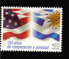 2017 URUGUAY AND USA FLAGS COOPERATION FRIENDSHIP STARS SUN MNH STAMPS + 1 USED ON COVER PER ORDER - Francobolli
