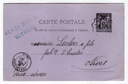1880--entier CP Type Sage De BETHUNE-62 Pour NIORT-79 -Beau Cachet NIORT-79-personnalisée MOLIN HENRI - Standard Postcards & Stamped On Demand (before 1995)