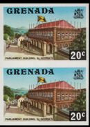 GRENADA 1975 St.George's Flag Parliament Building 20c Flag IMPERF.PAIR - Francobolli