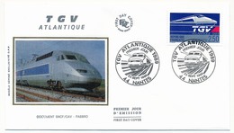 FRANCE => 2 Enveloppes FDC Soie - TGV Atlantique - 1989 - Paris Et Nantes - 1980-1989