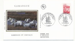 FRANCE => 4 Enveloppes FDC Soie - Régions Naturelles De France Auvergne, Camargue, Bretagne, Vosges 1995 - 1990-1999