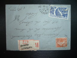 LR TP EXPO 1937 1F50 + SEMEUSE 25c OBL.15-12-36 FONTENAY AUX ROSES SEINE + GRIFFE - Postal Rates