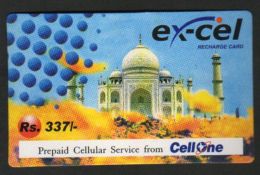 India  Cell One  Tajmahal  Ex-Cel  Recharge Telephone Card    #  Inde Indien   01628  OLD D - Operadores De Telecom