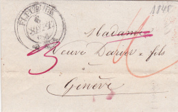Préphilatélie : Petite Lettre Oblitérée FLEURIER Le 6 Septembre 1845 à Destination De Genève - ...-1845 Préphilatélie