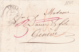 Préphilatélie : Petite Lettre Oblitérée LOCLE Le 28 Septembre 1845 à Destination De Genève - ...-1845 Prephilately