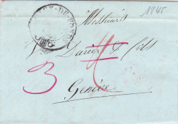 Préphilatélie : Petite Lettre Oblitérée CHAUX-DE-FONDS En Septembre 1845 à Destination De Genève - ...-1845 Precursores