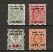 MOROCCO AGENCIES (SPANISH CURRENCY) 1907 - 1912 MOUNTED MINT VALUES SG 112, 113, 115, 118a Cat £44+ - Uffici In Marocco / Tangeri (…-1958)