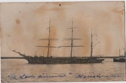 Carte Photo Marine 1920's RPPC Navy Voilier Barque LOCH LINNHE De Mariehamn, Finlande Finland - Segelboote