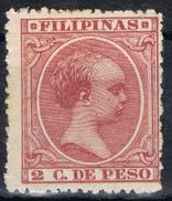 Sello 2 Ctvos FILIPINAS Españolas, VARIEDAD Impresion, Num 80 * - Philippines