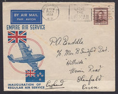 F0151 NEW ZEALAND 1938, First Flight Cover, Empire Air Service - Lettres & Documents