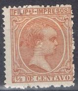 Sello 1/8 Ctvos FILIPINAS Españolas, VARIEDAD Impresion, Num 108 * - Filipinas