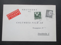 Schweden 1968 Brevkort Express Utdelning Expres. An Columbia Film AB In Stockholm - Storia Postale