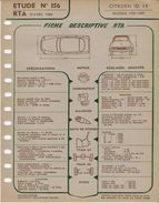 FICHE RTA 1959 CITROEN ID 19  1 Fiche - Other Plans