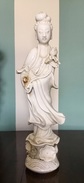 Antica STATUA CINESE BLANC DE CHINE Quan Yin Alt.cm.30 , Difetti - Arte Oriental