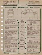FICHE RTA 1956 1957  1959 RENAULT DAUPHINE 3 Fiches - Other Plans