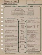 FICHE RTA 1957 FIAT 600 - Other Plans