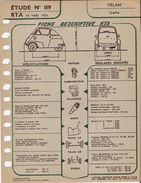 FICHE RTA 1956 VELAM ISETTA - Other Plans