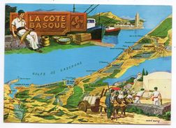 La Côte Basque --carte Géographique Illustrée  Cpm N° N 2  éd Elcé - Aquitaine