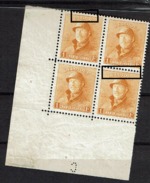 175 Bloc 4  **  Cdf Perforé C  T1 Et 4 LV 2 Retouches Cadre Sup. - 1919-1920 Behelmter König