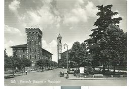 RHO - PIAZZALE VISCONTI E MUNICIPIO , B/N.ANIMATA, VIAGGIATA - Rho