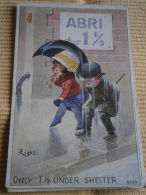 ABRI POUR 1 1/2 - ONLY 1 1/2 UNDER SHELTER - CPA ECRITE ILLUSTRATEUR RGHT - Right