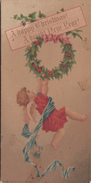 Vintage Old 1878 Greeting Card - 5 X 2 1/2 In - Christmas And New Year - Cherub Chérubin Ange Angel - Written - 2 Scans - Other & Unclassified