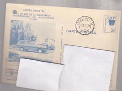 POST CARD  ROUMANIE .1977 AUTOMOBILE DACIA BREAK   City PITESTI Cancel  BUZAU - Brieven En Documenten