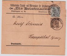 Württ., 1896 ,  Privat-GA Ins Ausland!, Wrapper Abroad !  #8472 - Cartas & Documentos