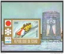 Chad 1972 Winter Olympic Games Sapporo Sports 4-man Bobsled Speed Skating Japan Flag S/S Stamps MNH Michel Bl37 SC C117 - Skateboard