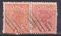 Par Sellos 1 Penny QUEENSLAND (Australia). Gride Numeral 22, Yvert Num 51 º - Used Stamps