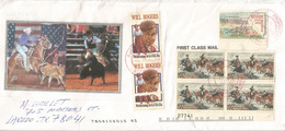 Les Cow-Boys, Bloc De 4, Sur Lettre Fruitport, Michigan -, Sur Lettre Adressée Laredo TX - Chimpancés