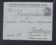 Romania Cover German Vice-Consulate Ploiesti - Cartas & Documentos