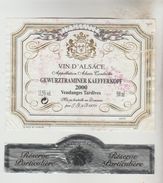 OENOPHILIE 5 ETIQUETTES VINS D'ALSACE - GewurztraminerClub Sommeliers2008, Cave Turckheim2007, E. Preiss, Kaefferkopf200 - Gewürztraminer