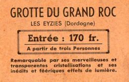 VP11.077 - LES EYZIES - Ticket D'entrée - Grotte Du Grand Roc ( Dordogne ) - Eintrittskarten