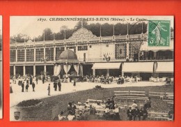 NET-36  Le Casino De  Charbonnières Les BAins, Terrasse..  ANIME. Cachet Frontal 1911 - Charbonniere Les Bains
