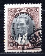 1936 TURKEY SURCHARGE ERROR - 50K./500K. SURCHARGED COMMEMORATIVE STAMP FOR THE SIGNATURE OF THE STRAITS SETTLEMENT USED - Oblitérés