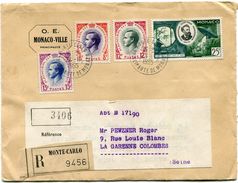 MONACO LETTRE RECOMMANDEE DEPART MONTE CARLO 24-6-1955 PRINCIPAUTE DE MONACO POUR LA FRANCE - Briefe U. Dokumente